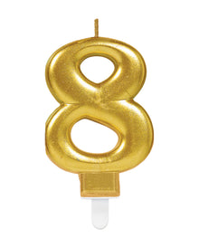 Metallic Zahlenkerze 8 Gold
