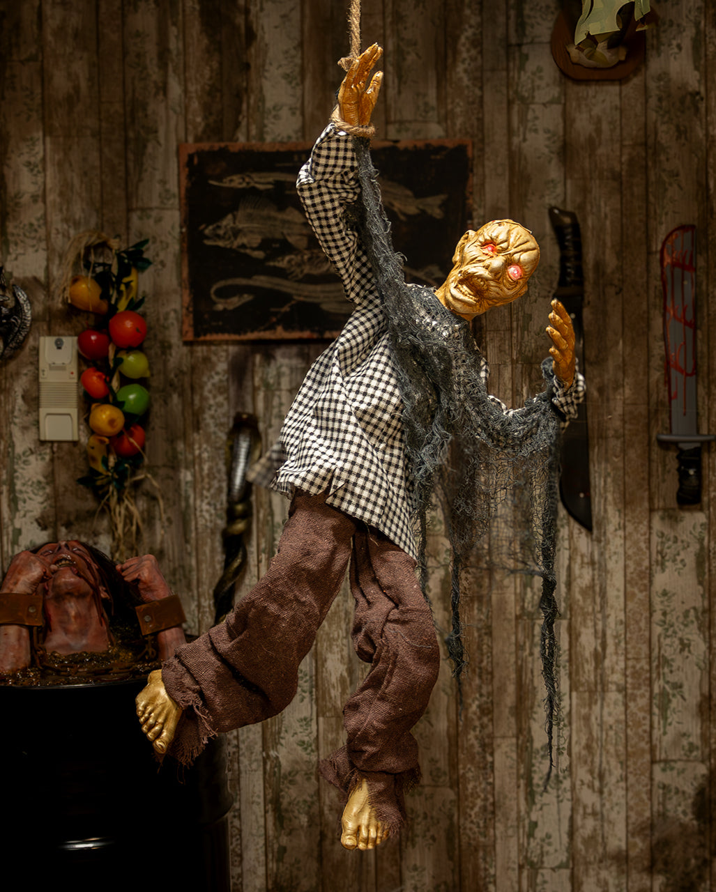 Zappelnder Zombie am Seil mit Light & Sound