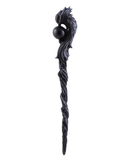 Black Phönix Zauberstab mit schwarzer Kugel