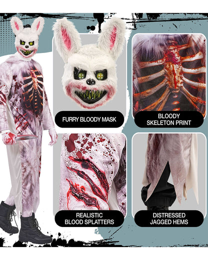 Zombie Bunny Men Costume Jumpsuit with Mask