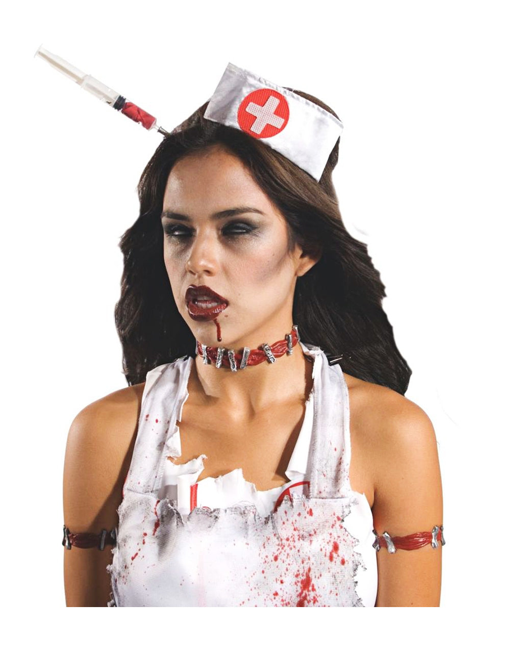 Zombie Krankenschwester Haube mit Spritze