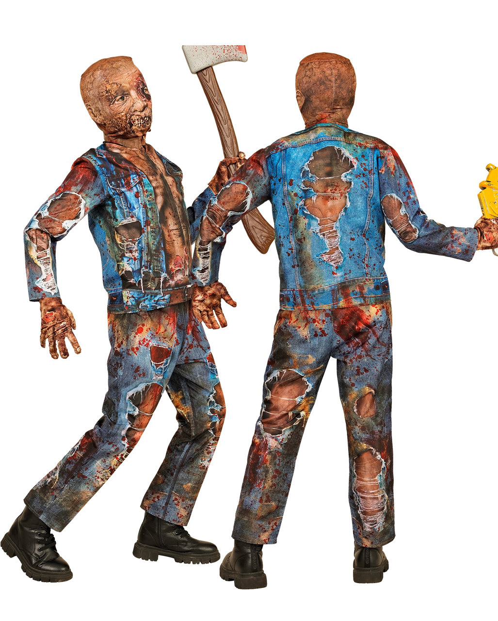 Zombie Schnellkostüm für Kinder mit Maske & Handschuhe