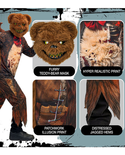 Zombie Bär Kinder Kostüm-Jumpsuit mit Maske