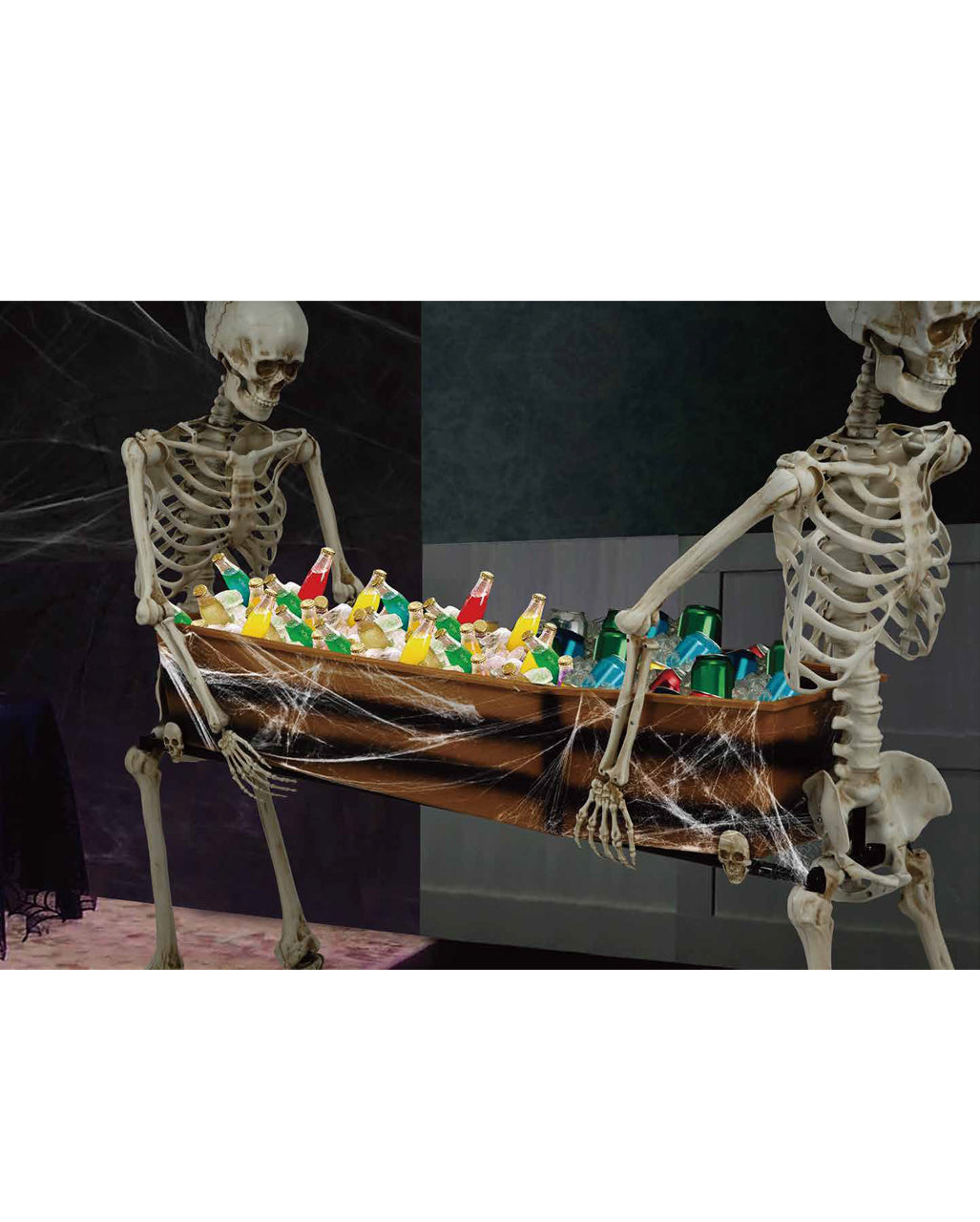 Zwei Lebensgroße Sarg tragende Skelette 152cm